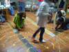 The staff workshop making the wood chip labyrinth.